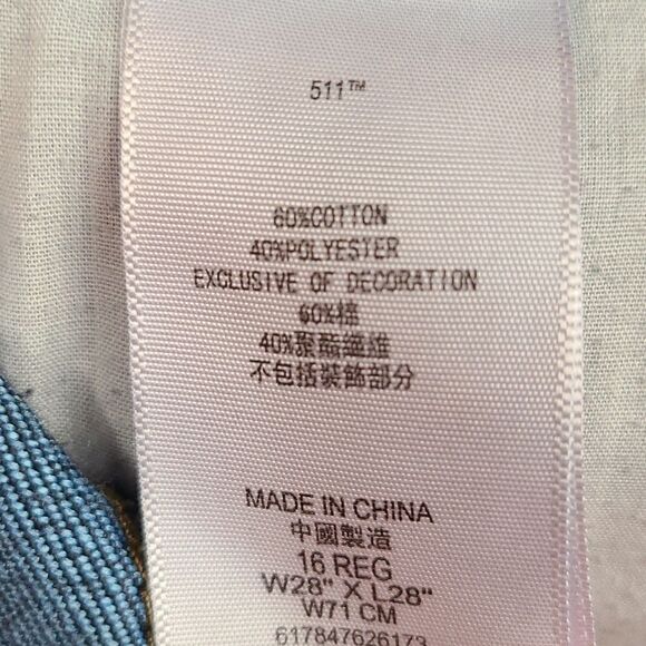 LEVI'S 511 Slim Fit Blue Jeans Distressed Stretch Denim Boys 16 Regular 28x28 - Picture 9 of 9